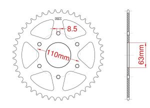 Couronne acier C45 haute résistance 45 dents