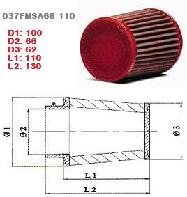 Filtre conique droit moto BMC Single Air Diam 66mm_1